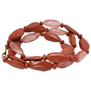 Vintage Red Clay Faceted Bead Strand Necklace 32"